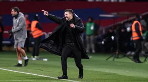 Diego Simeone celebrates Atleti's win