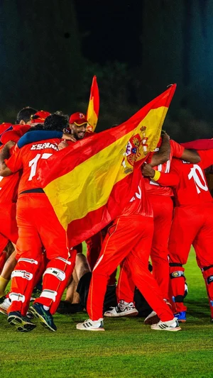 X/Cricket Espana : The victorious Spain men's cricket team. 