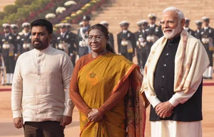 | Photo: PTI : Sri Lanka President Anura Kumara Dissanayake with PM Modi, President Murmu