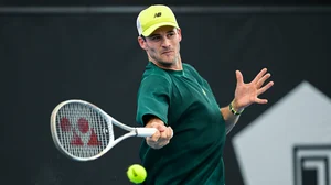 Tommy Paul in action at the Adelaide International