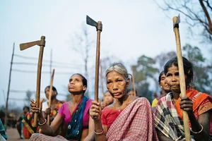 Photo: Bhumika Saraswati : A United Front: A protest by Adivasi women in Chhattisgarh’s Narayanpur against mining and destruction of forests