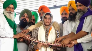 PTI : Three-time Olympian Vinesh Phogat being felicitated at a farmers' rally on the 200th day of their ongoing protest, at Shambhu border on Saturday (August 31, 2024).