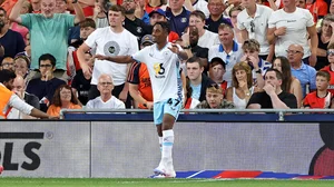 Wilson Odobert celebrates after scoring Burnley's second goal versus Luton Town