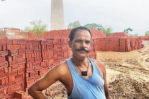 Feeling the heat:, Raju Khushwaha and his wife Sushila Bai have worked at the brick kiln for 18 years